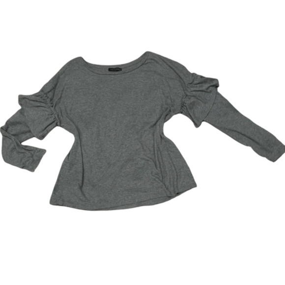 Sanctuary Womens Gray Long Sleeve Ruffle T-Shirt Top Sz L #245C - Picture 1 of 6